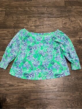 Lilly Pulitzer Green and Blue Floral Top